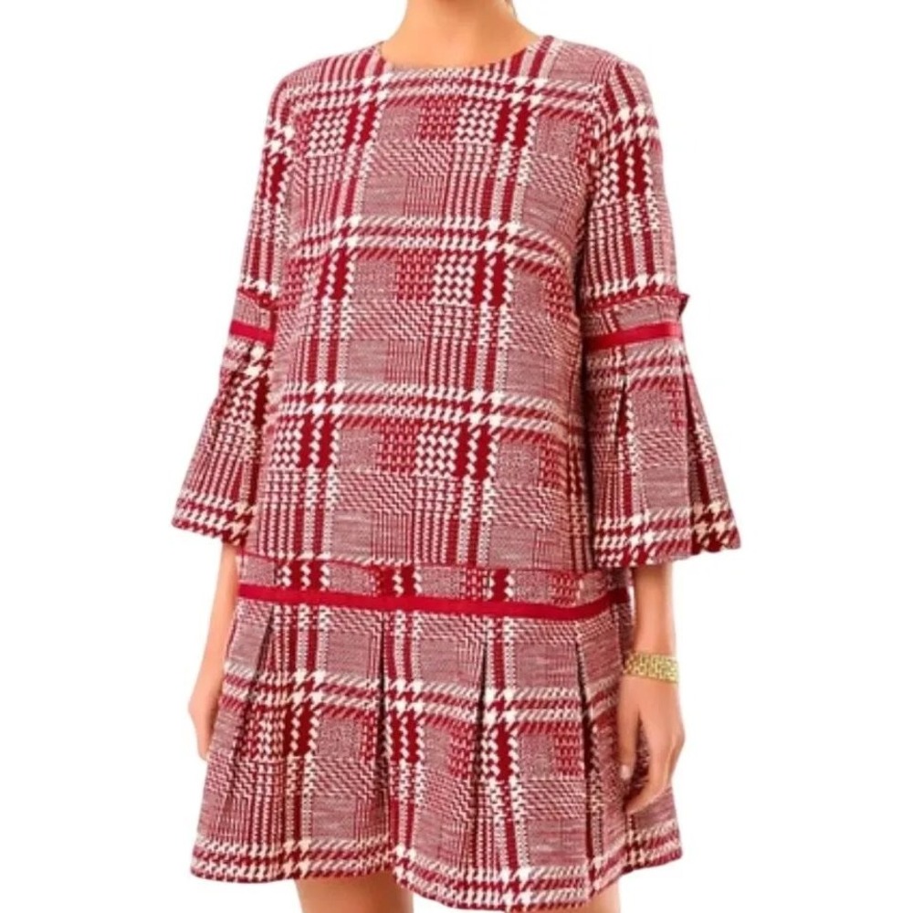 NEW Tuckernuck Kennedy Dress Cranberry Houndstooth Check Red XXXL NWT - Picture 2 of 6